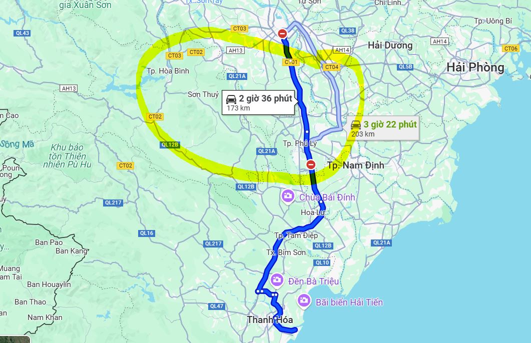 Sầm Sơn cách Hà Nội bao nhiêu KM?
